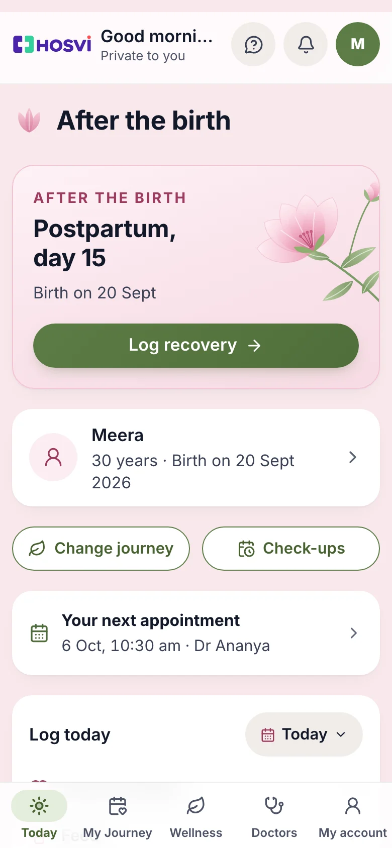 After the birth: postpartum day 16, with recovery and the baby's day to log